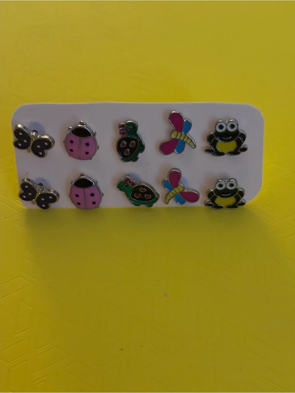 Girls Enamel Animal Stud Earring Set - Pink, Blue, Green, Yellow Hypoallergenic